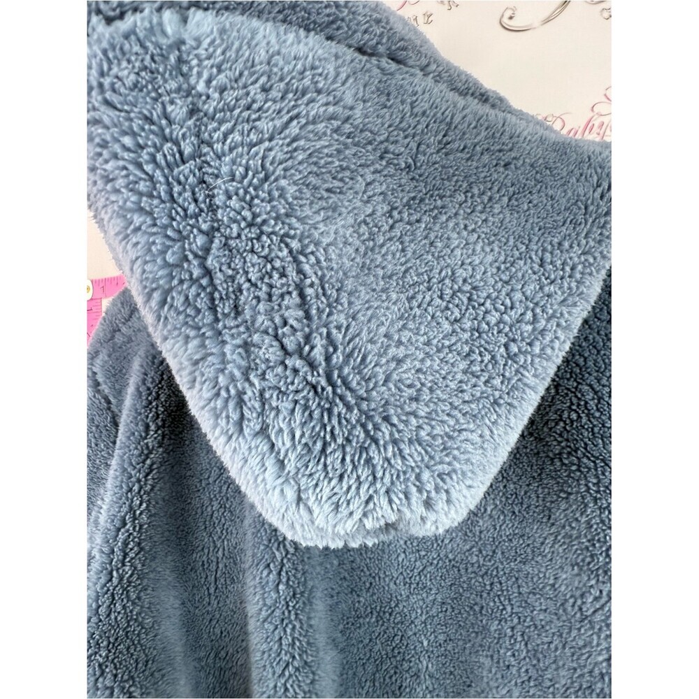 UGG robe blue soft fleece thick pockets Hooded Plush Robe in Slate Blue - Picture 9 of 11